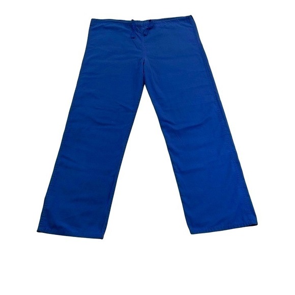 Landau Pants - Landau Pants Scrubs Royal Blue Medium Petite Straight Leg Drawstring Pockets